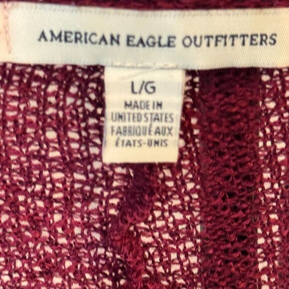American Eagle Open Knit Lightweight Cardigan – Burgundy, Size L - Picture 5 of 5